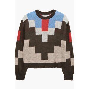 Treasure & Bond $45 Wool Blend Geo Print Marled Sweater NEW WITH TAGS